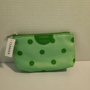 NWT Clinique x Kate Spade NY Makeup Bag Limited Edition Green Polka Dot